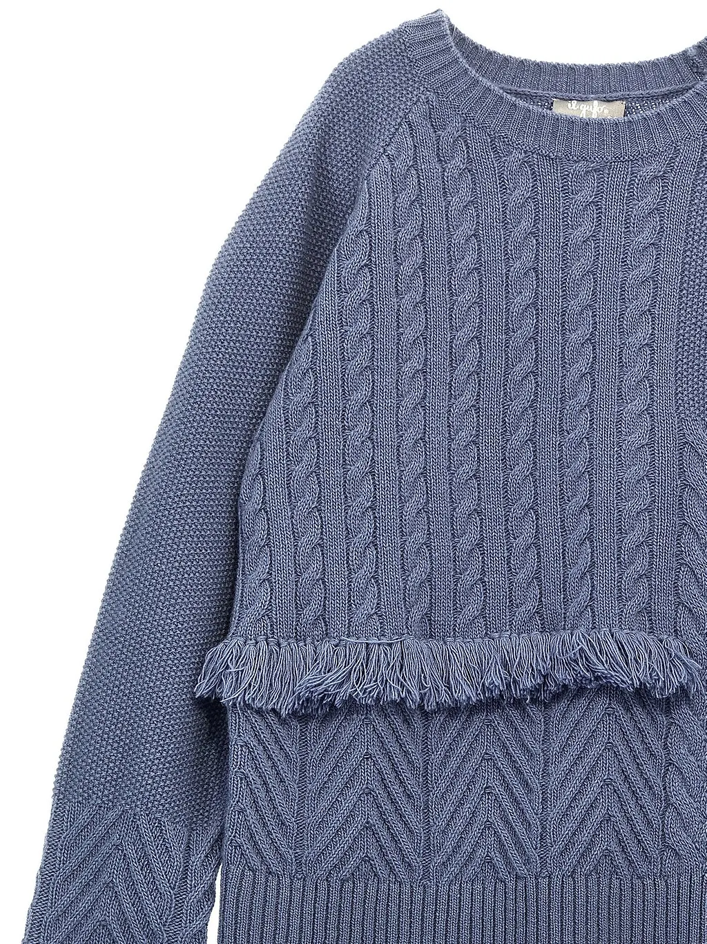 Il Gufo Cable Knit Fringed Detail Sweater