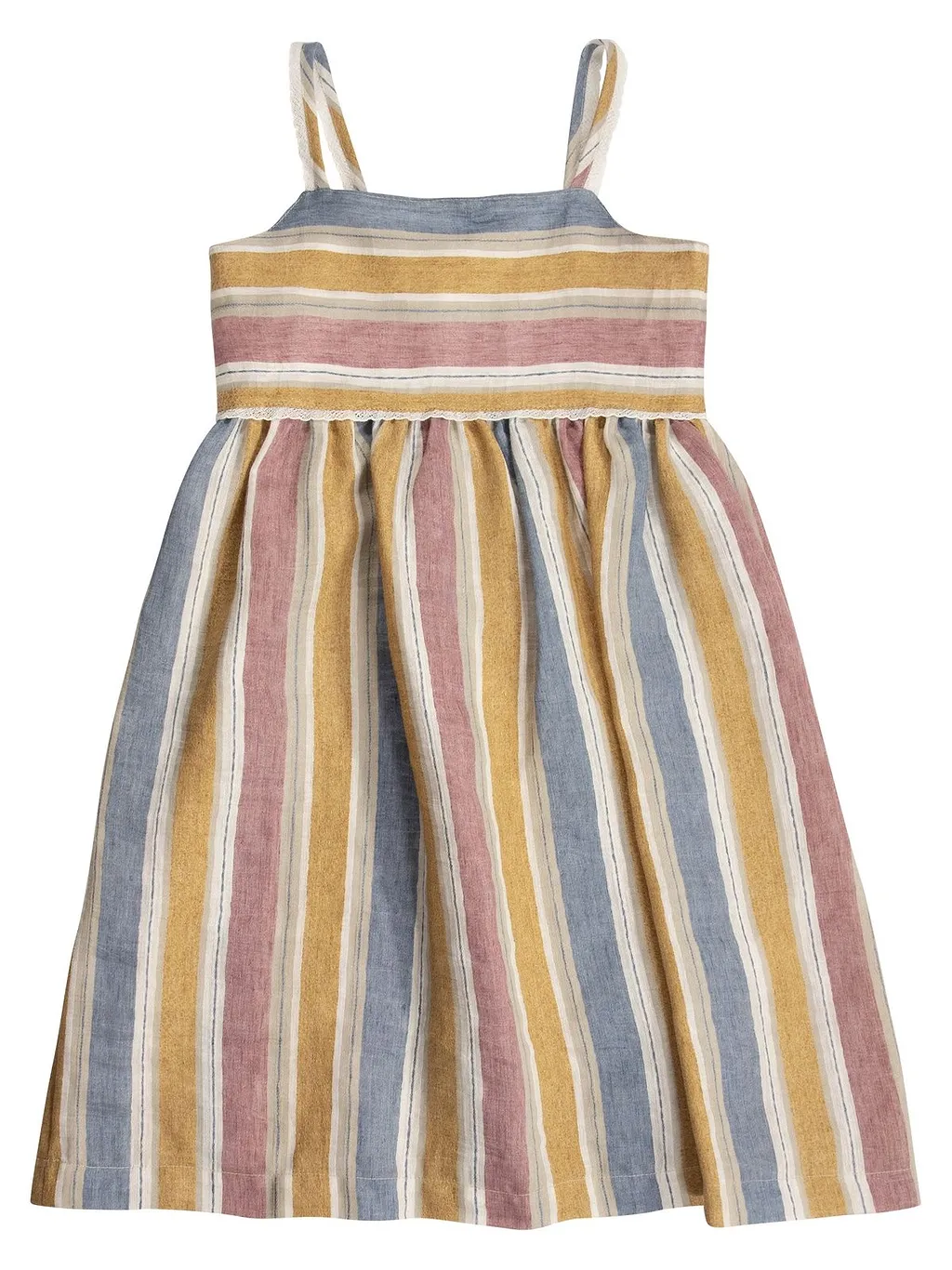 Il Gufo Lace Trim Striped Dress