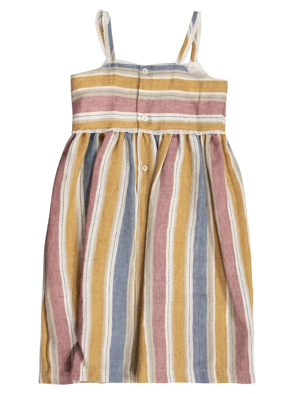 Il Gufo Lace Trim Striped Dress