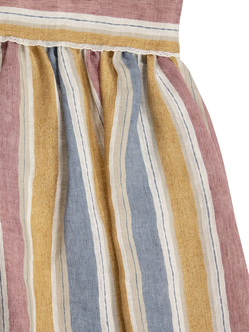 Il Gufo Lace Trim Striped Dress