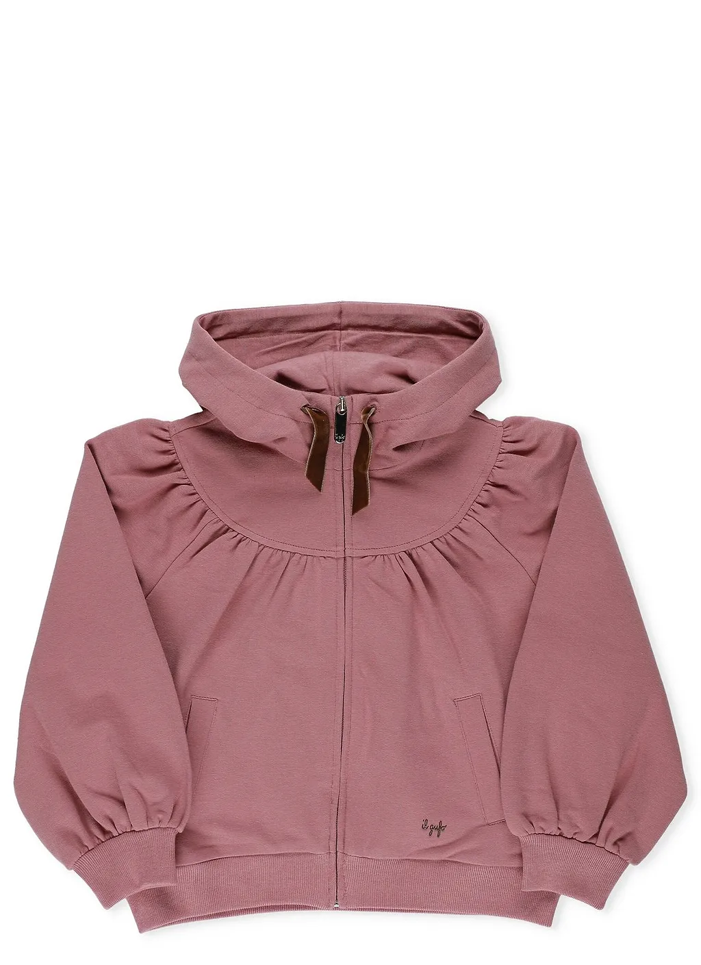 Il Gufo Zip-Up Logo Embroidered Drawstring Hoodie