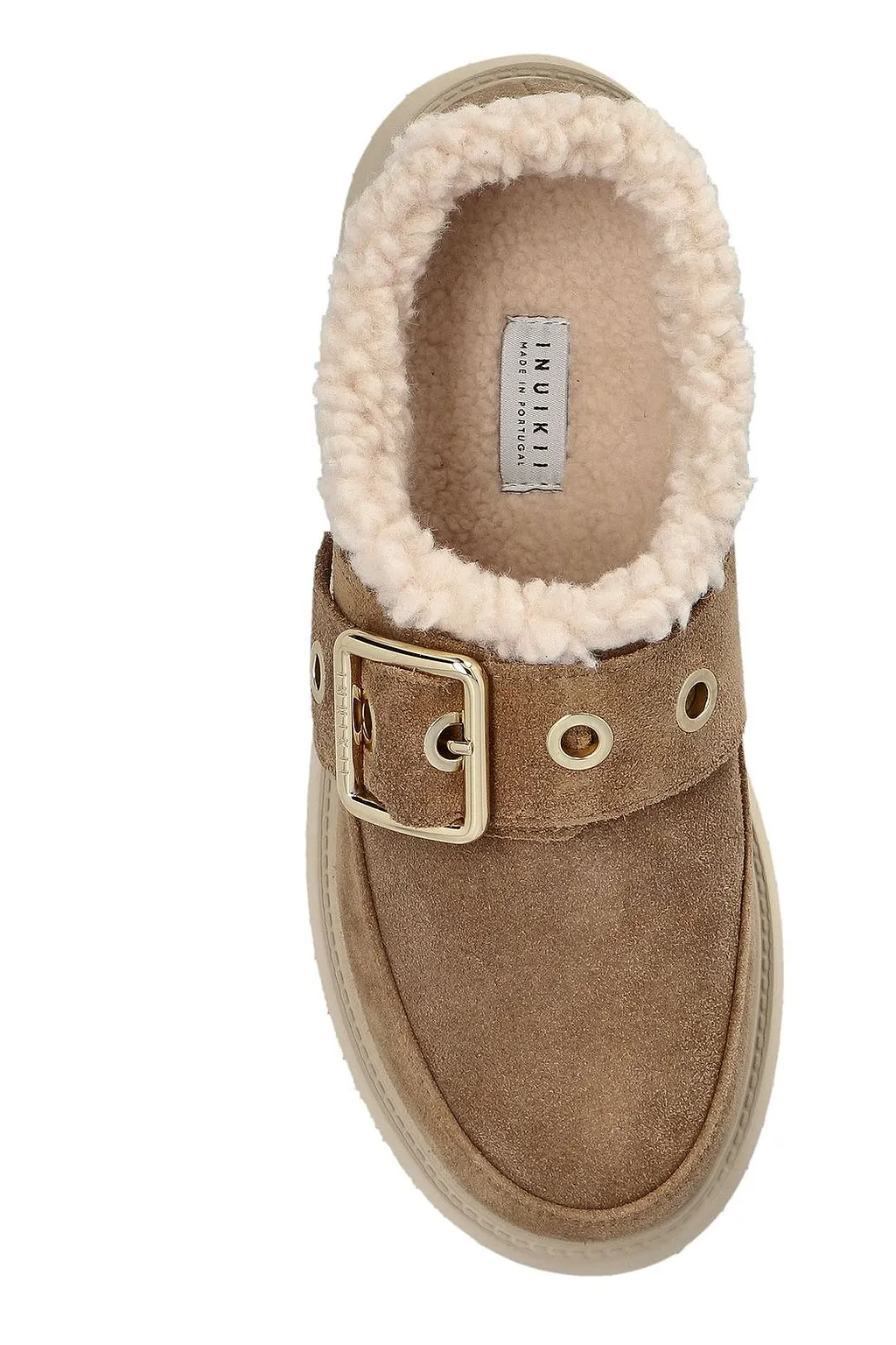 Inuikii Buckled Shearling Flat Mules
