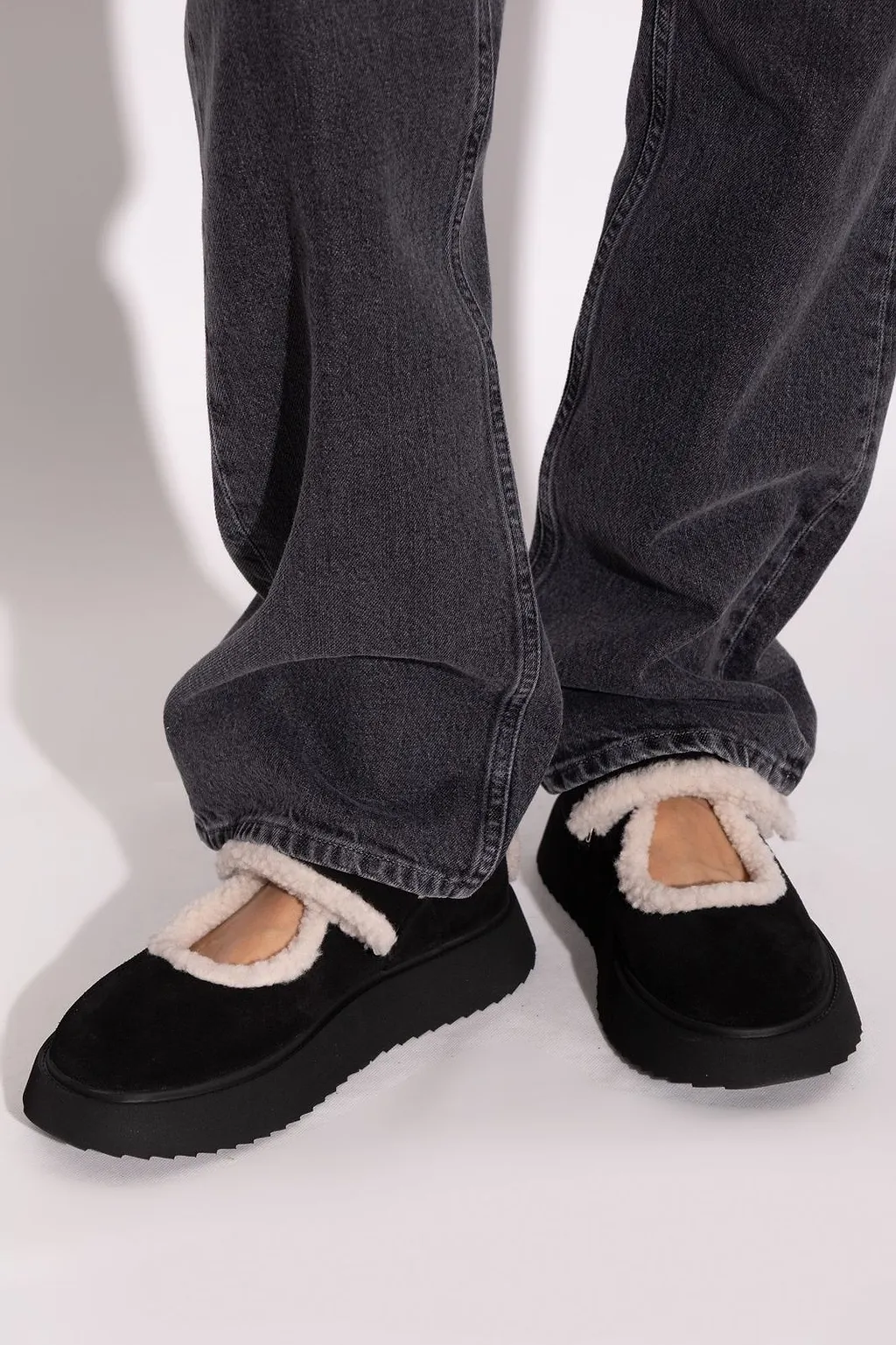 Shearling Strap Flat Shoes
