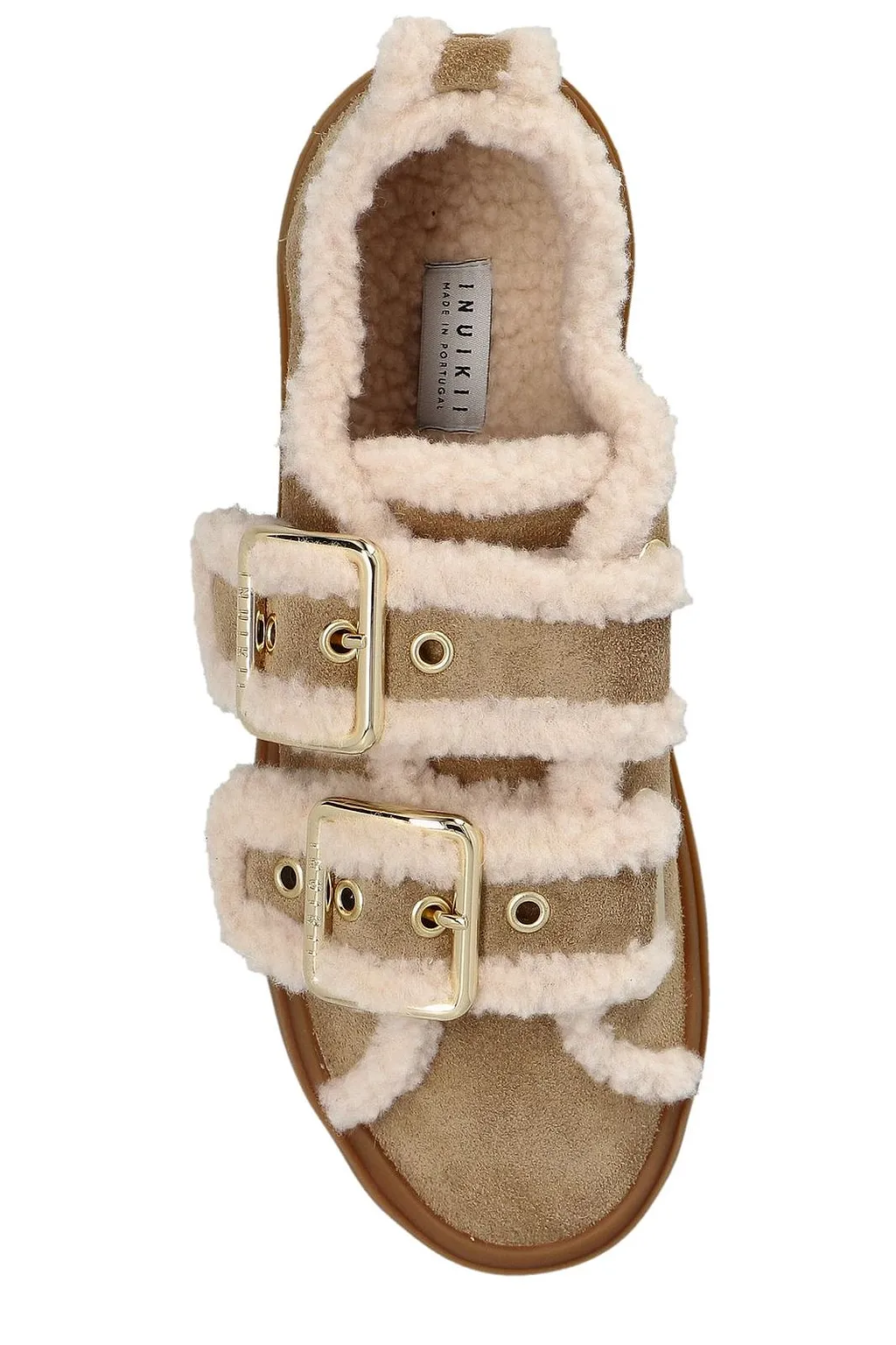 Inuikii Shearling Double-Buckle Low-Top Sneakers