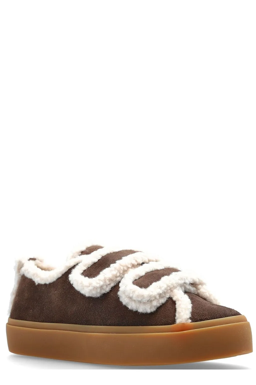 Shearling-Trimmed Low-Top Sneakers