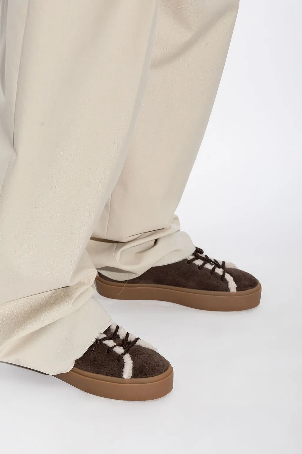 Inuikii Shearling Trim Low-Top Sneakers