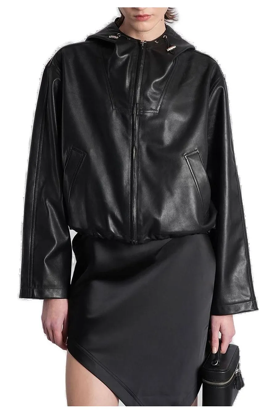 Iro Leather Hooded Jacket