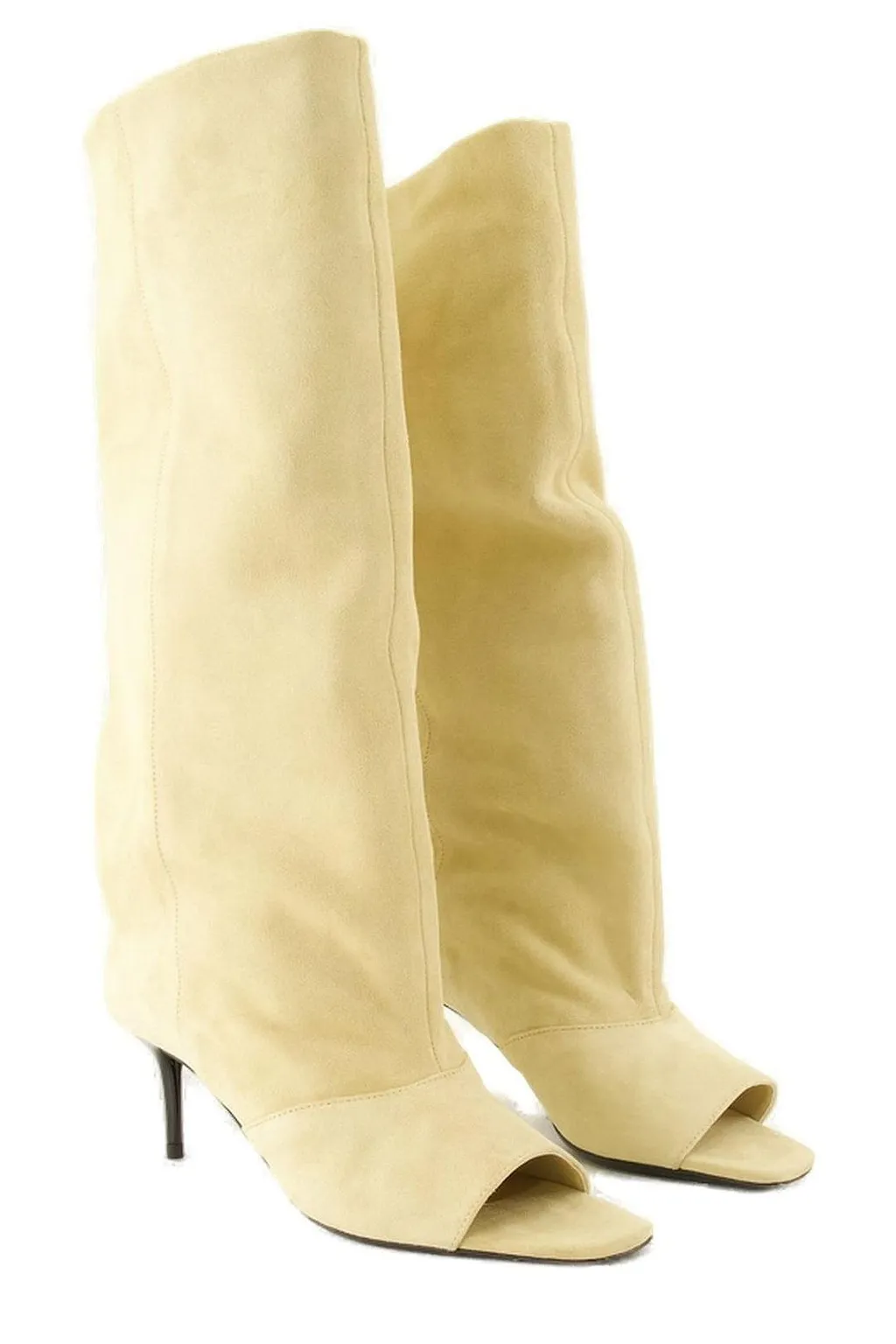 Slouchy Peep-Toe Stiletto Boots