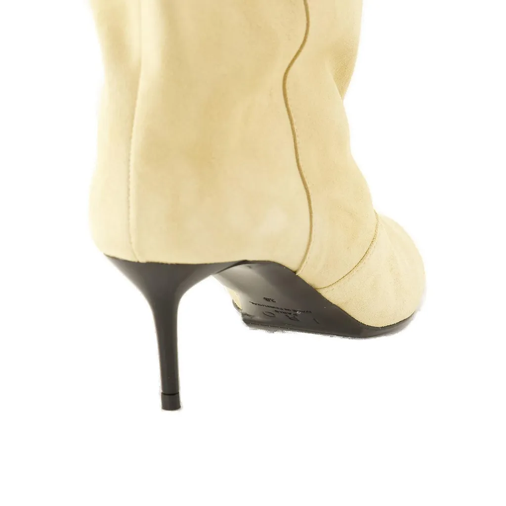 Slouchy Peep-Toe Stiletto Boots