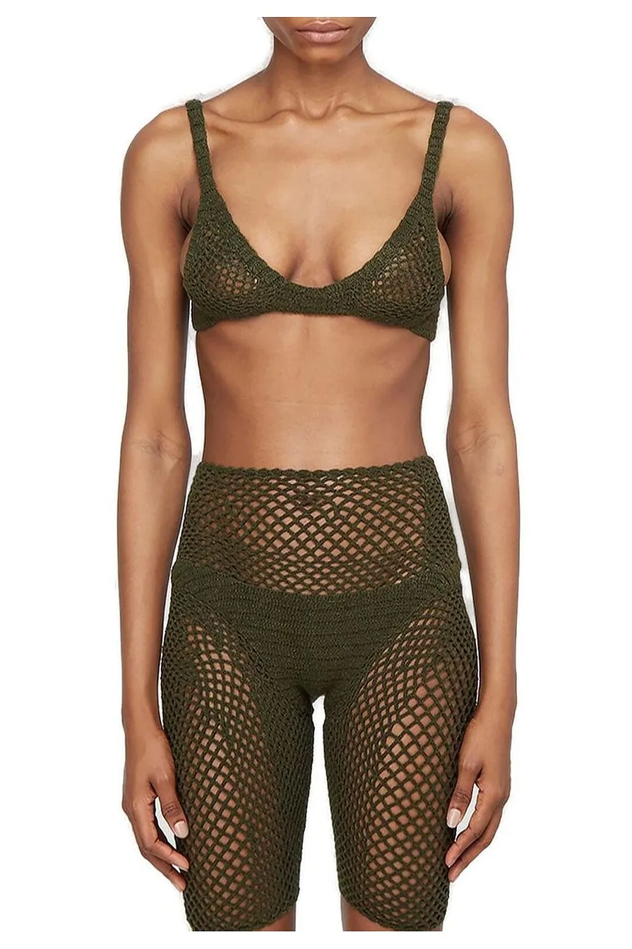 Isa Boulder Explore Scoop Neck Crochet-Knit Bra