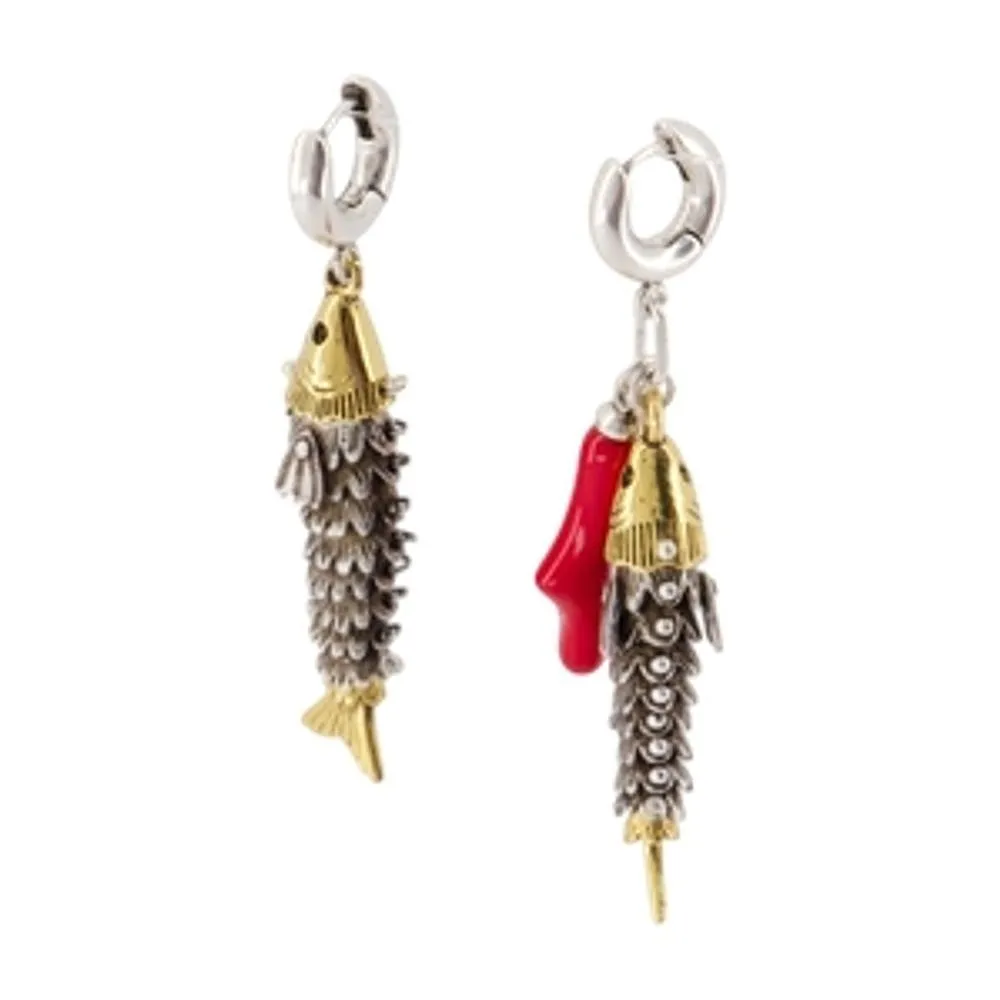 Isabel Marant Asymmetric Fish Charm Earrings