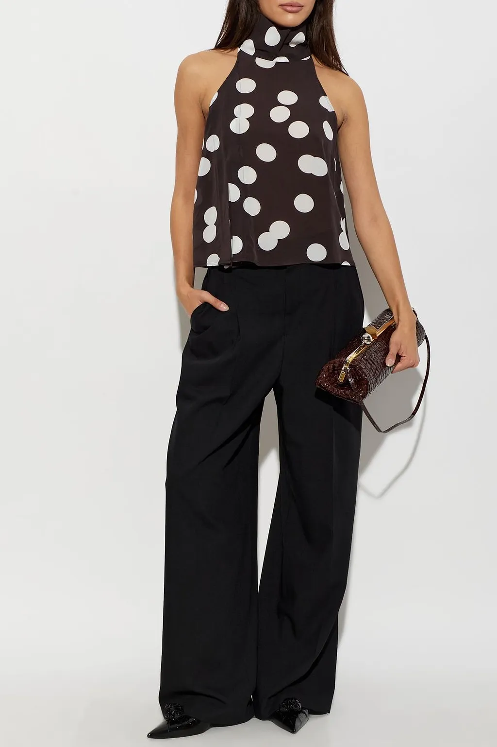 Dreah Polka-Dot Halterneck Top