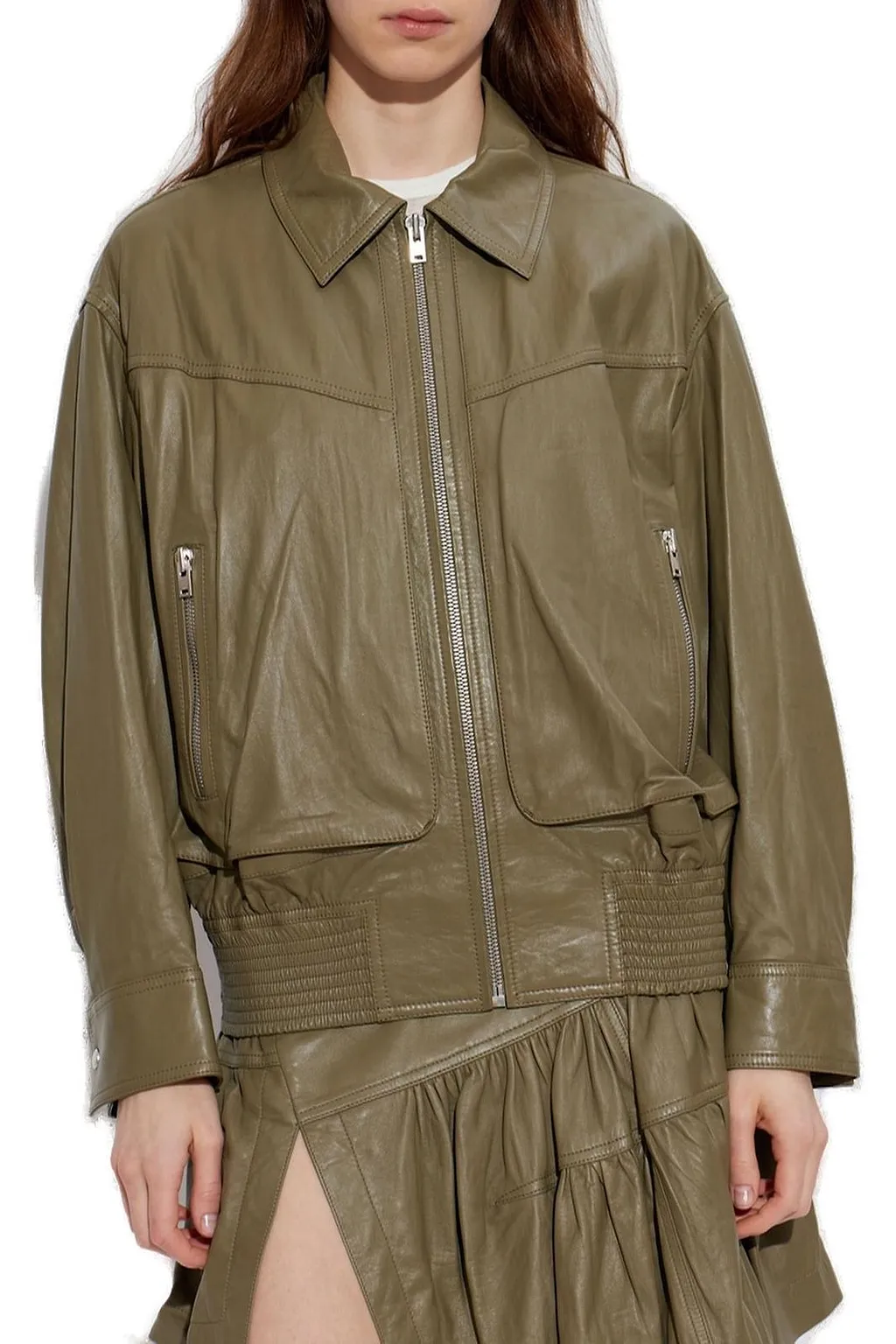 Elif Zip-Up Leather Jacket