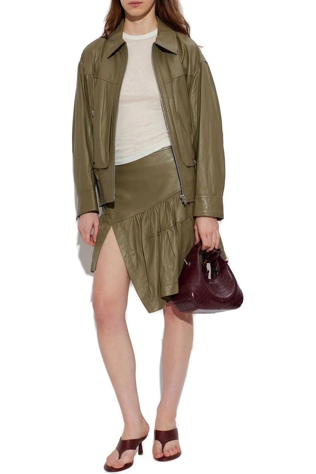 Elif Zip-Up Leather Jacket