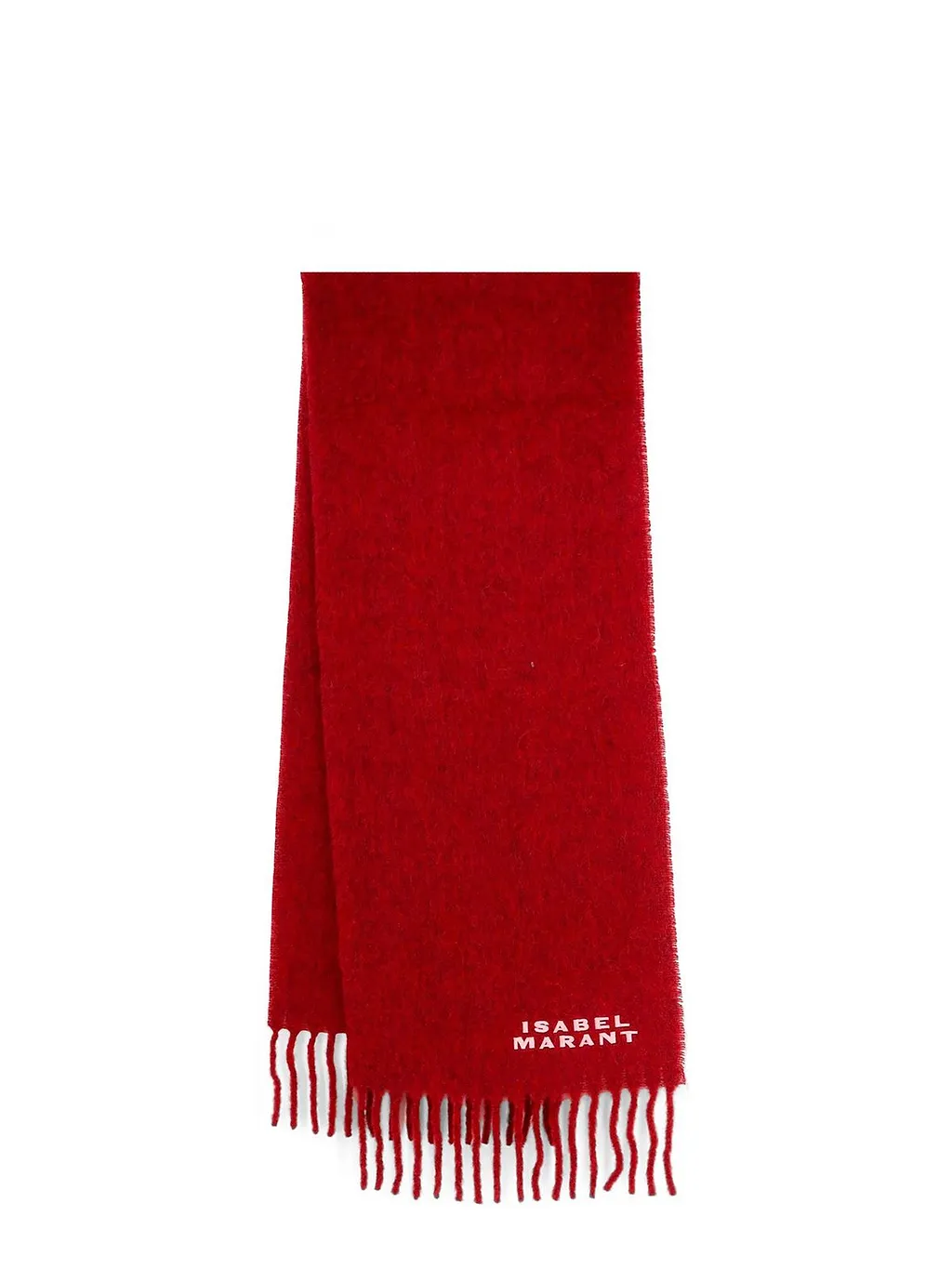 Isabel Marant Logo Embroidered Fringed Scarf