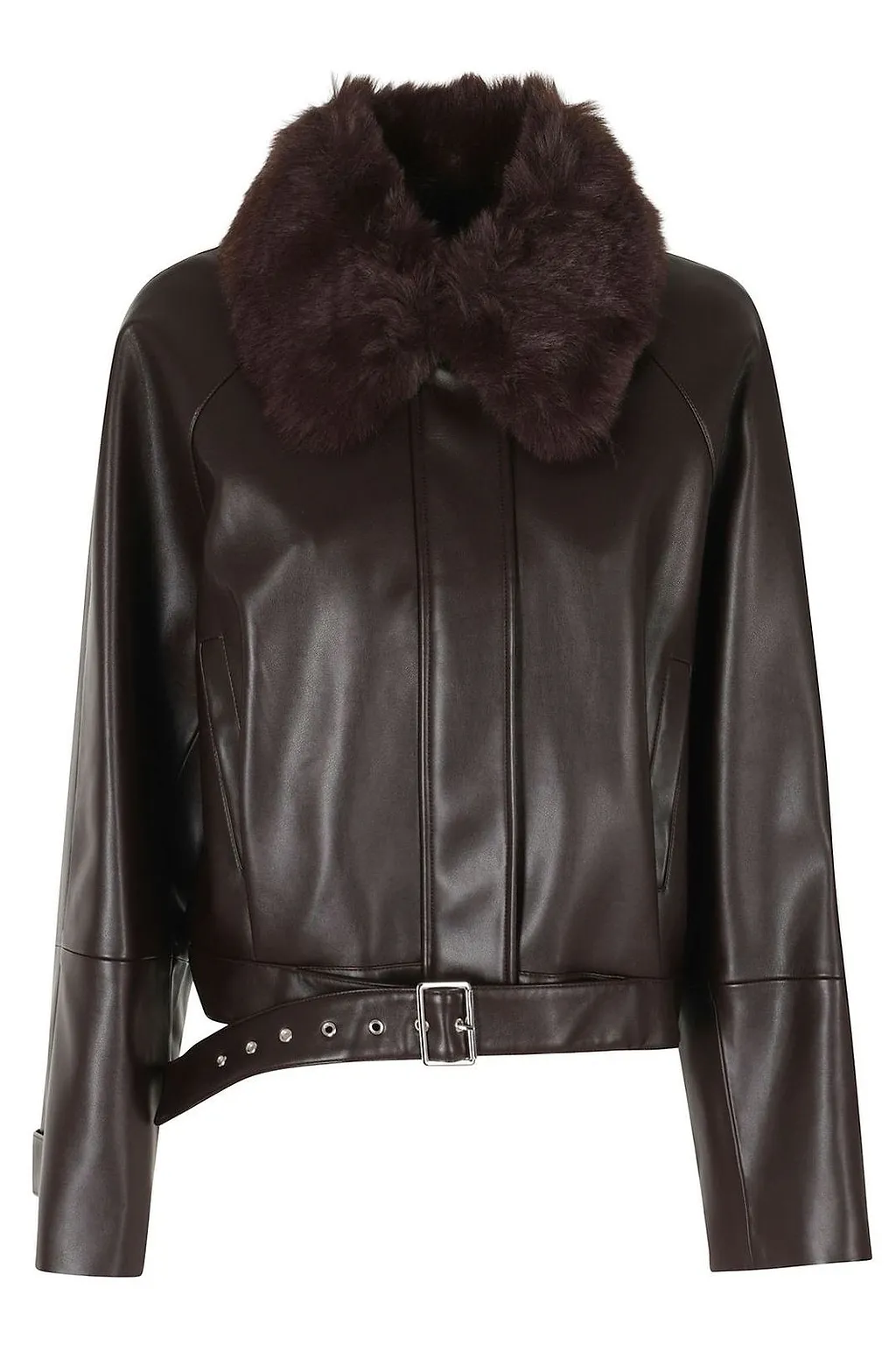 Isabelle Blanche Belted Faux Fur Collar Jacket