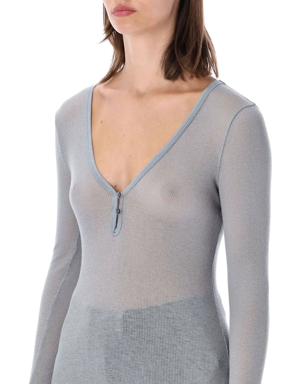 James Perse Ribbed Henley Knitted Top