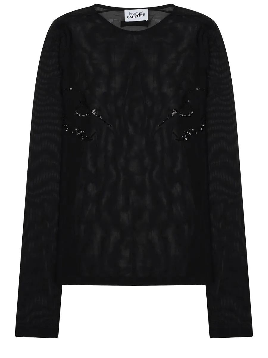 Jean Paul Gaultier Sheer Patterned Long-Sleeve Top