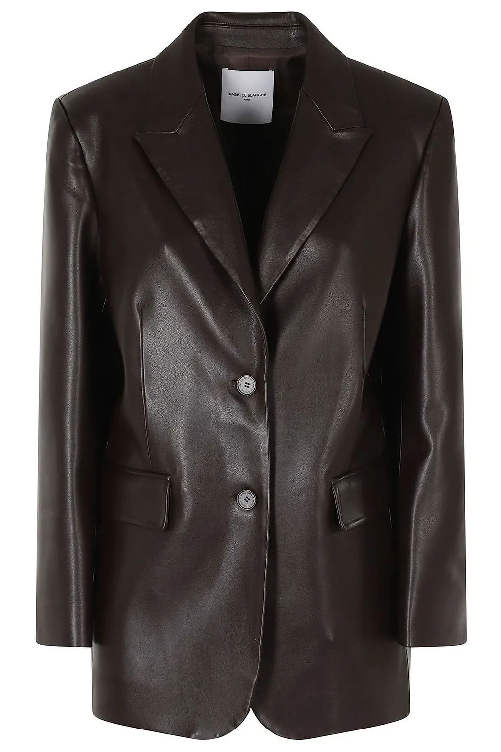 Isabelle Blanche Faux Leather Single-Breasted Blazer