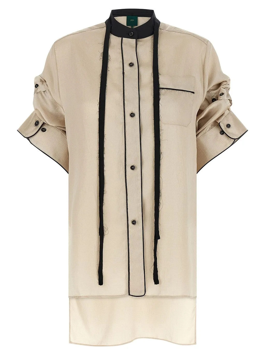 Berta Contrast-Trim Long Shirt