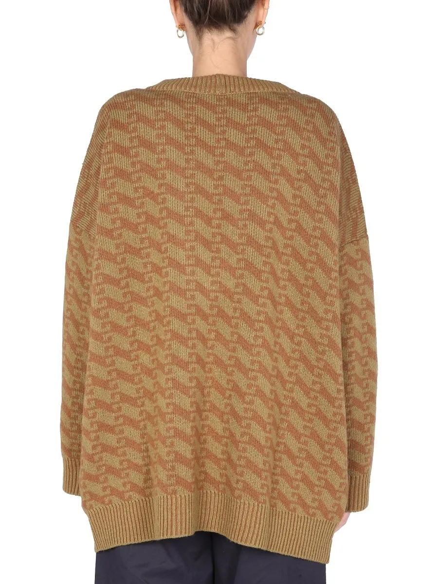 Jejia Jacquard V-Neck Knit Jumper