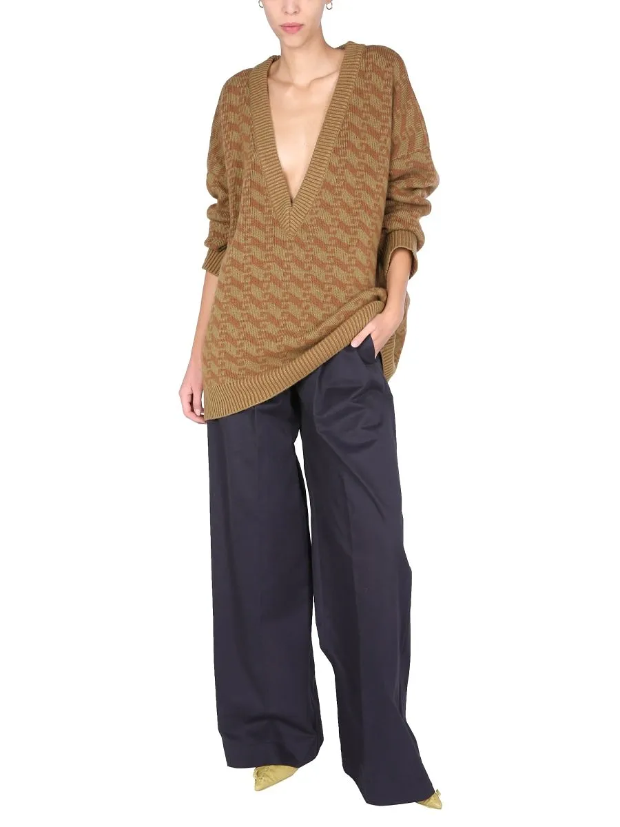 Jejia Jacquard V-Neck Knit Jumper