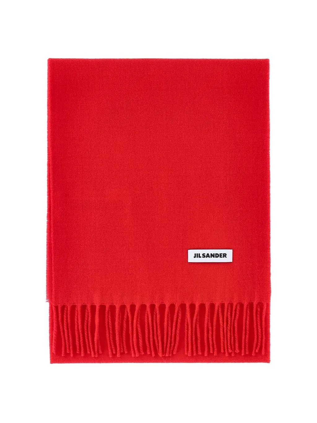 Jil Sander Fringed Logo Patch Scarf