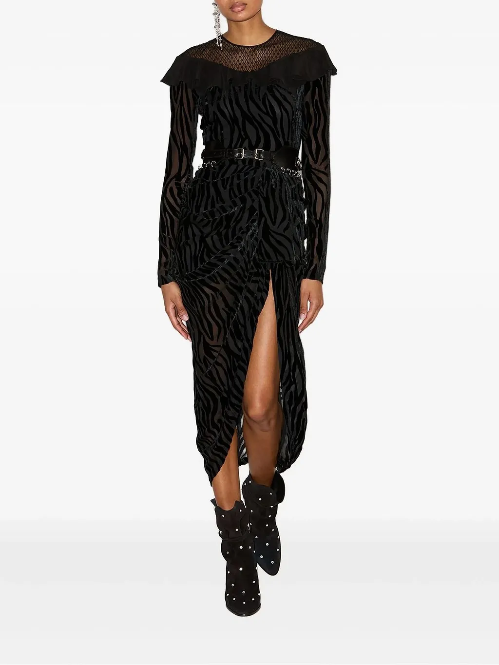 Isabel Marant Zebra Sheer Asymmetric Dress