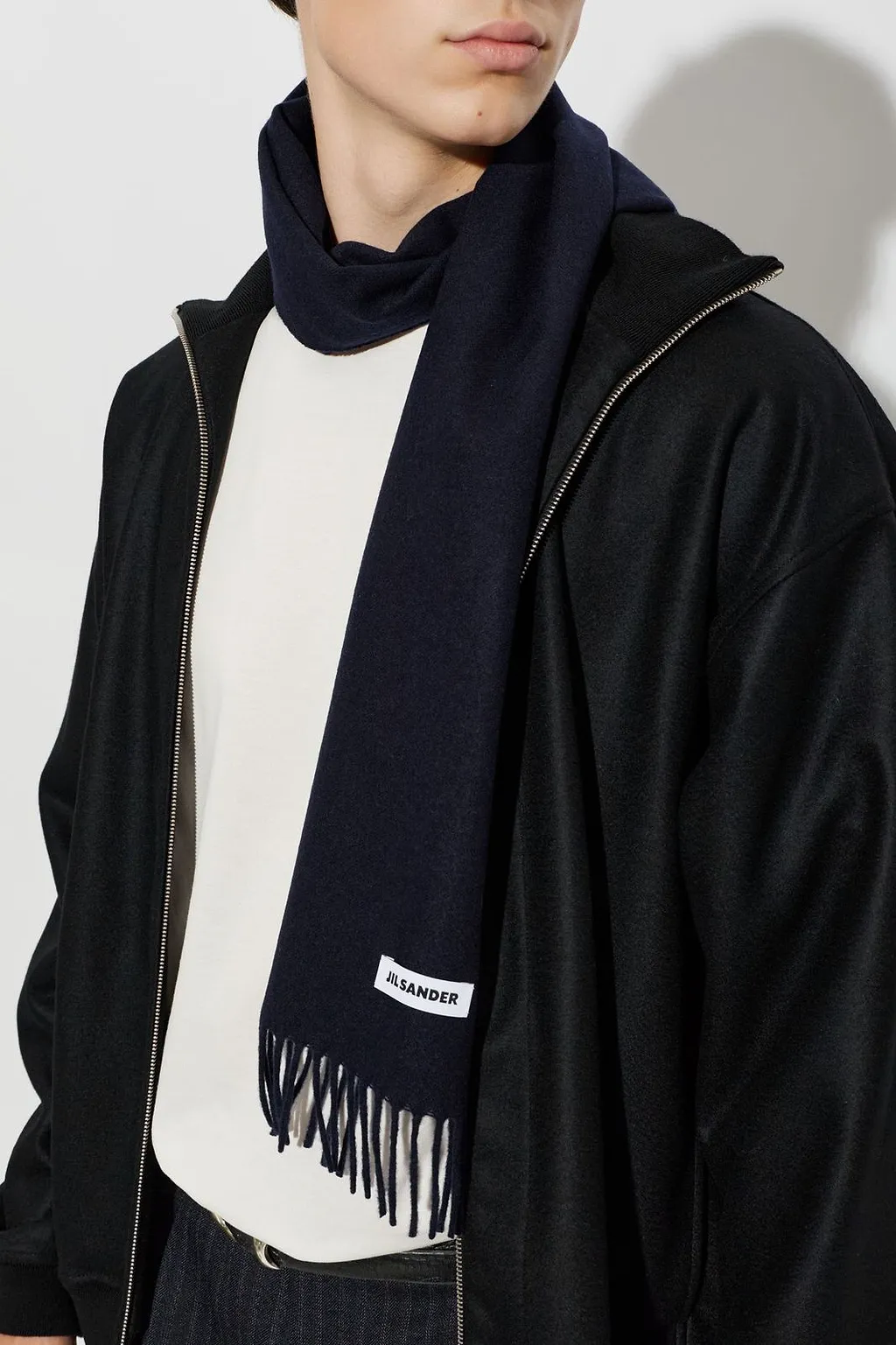 Jil Sander Logo Fringed Scarf