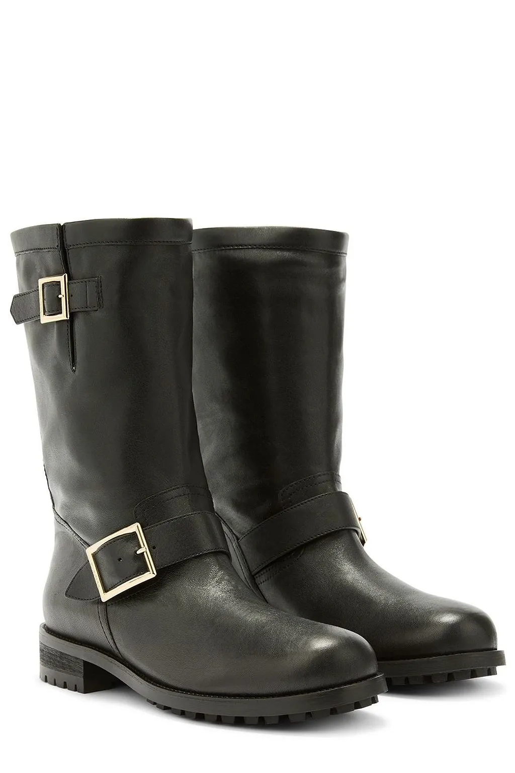 Jimmy Choo Biker Mid Buckled Ankle Boots