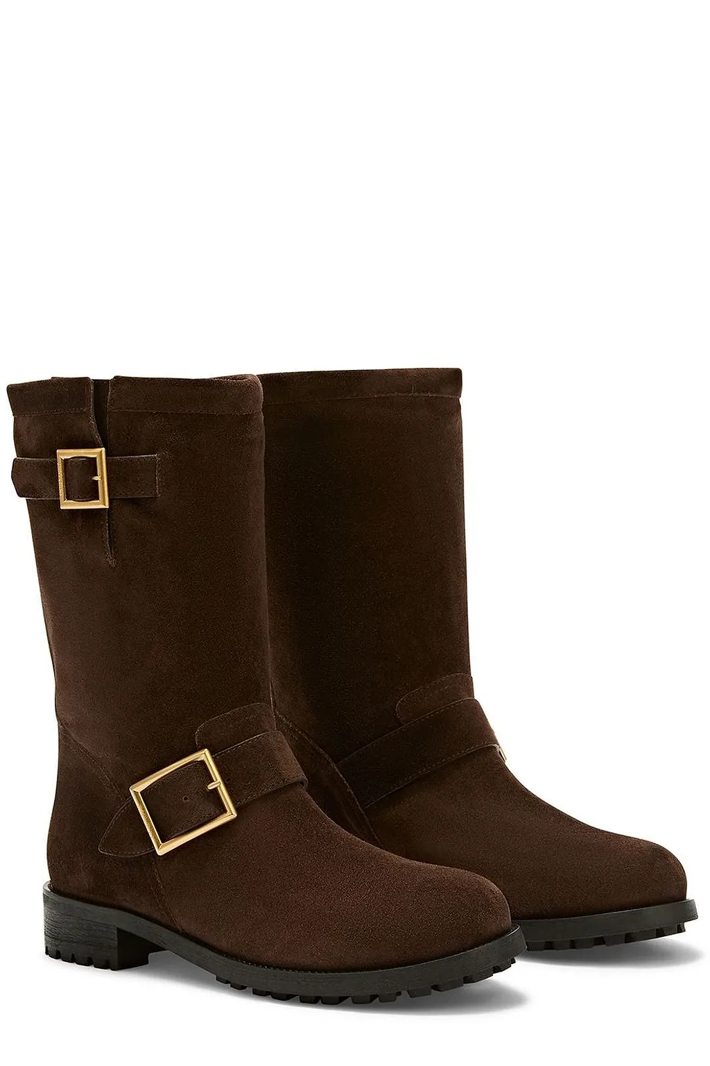 Buckled Mid-Calf Biker Boots
