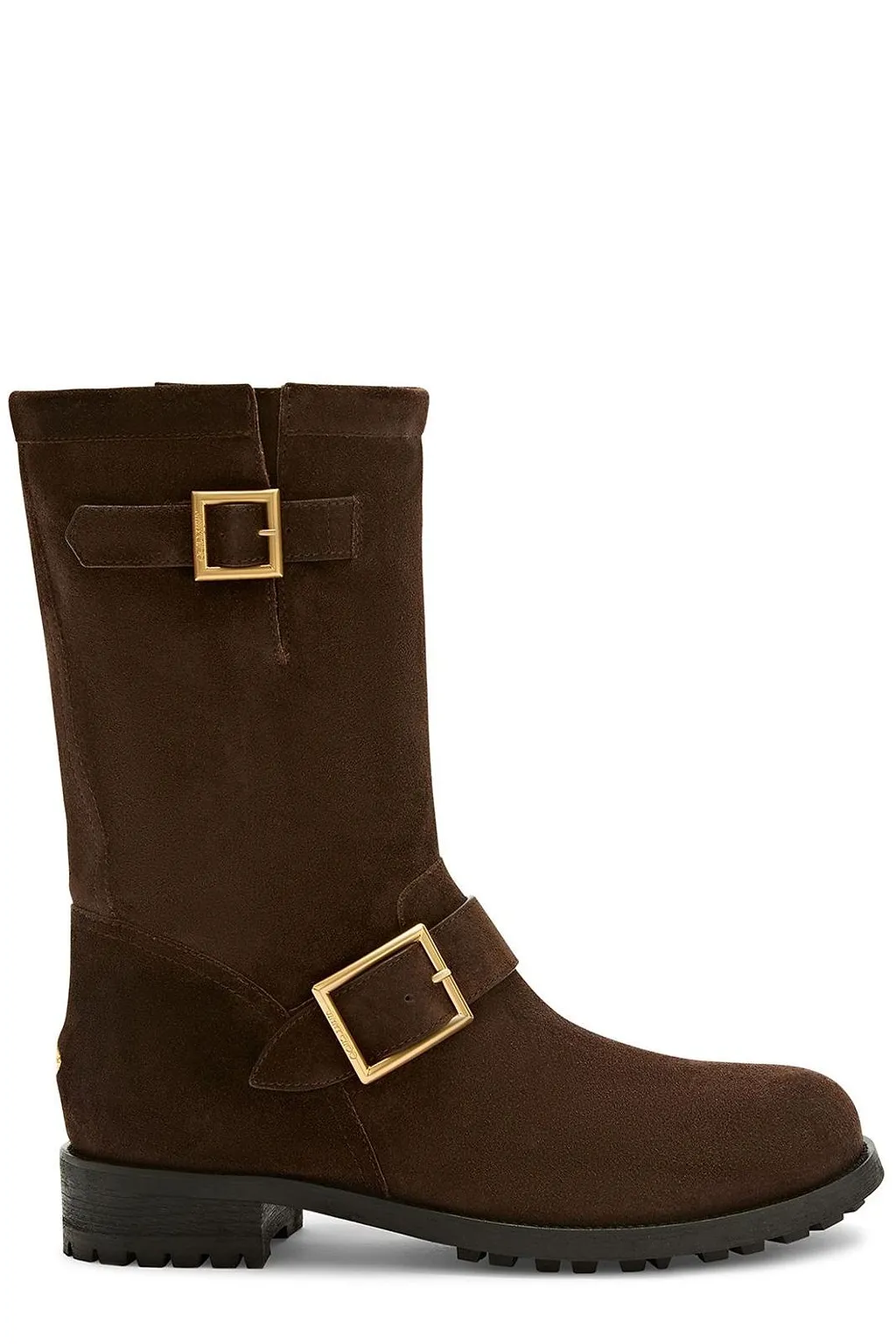 Buckled Mid-Calf Biker Boots