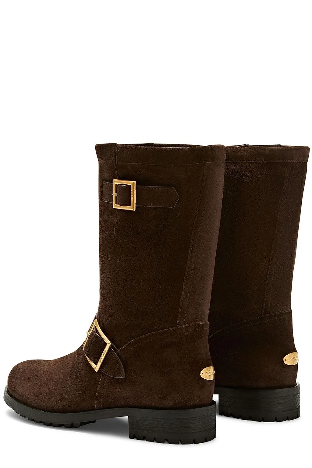 Buckled Mid-Calf Biker Boots