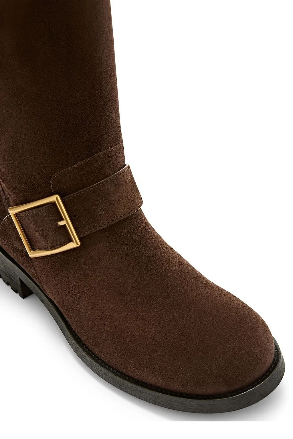 Buckled Mid-Calf Biker Boots
