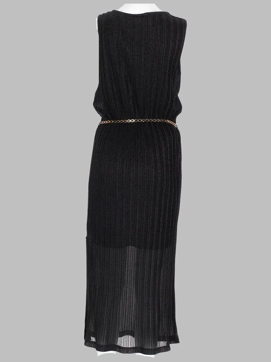 Belted Pleated Maxi Dress