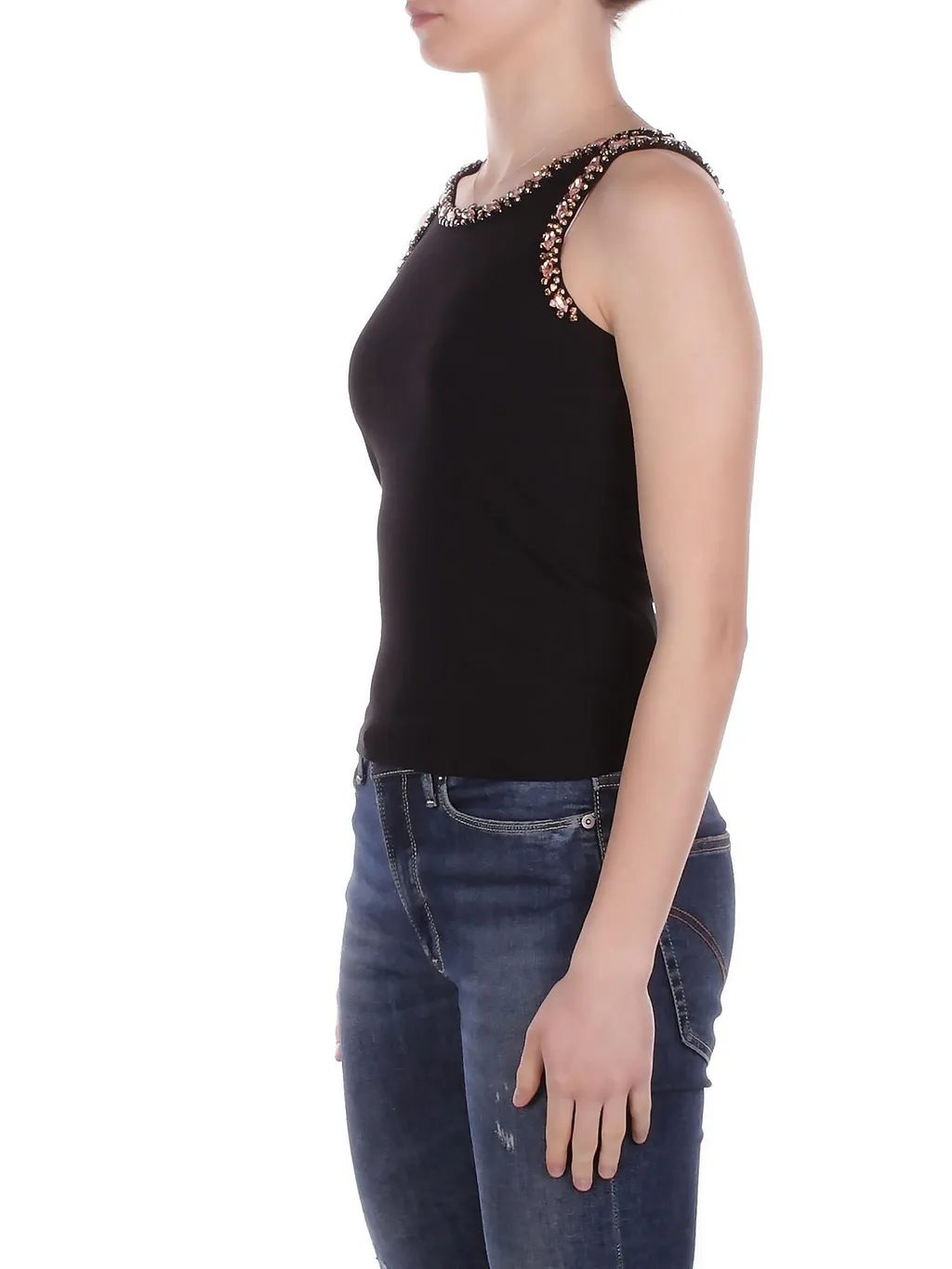 John Richmond Embellished-Neck Sleeveless Top