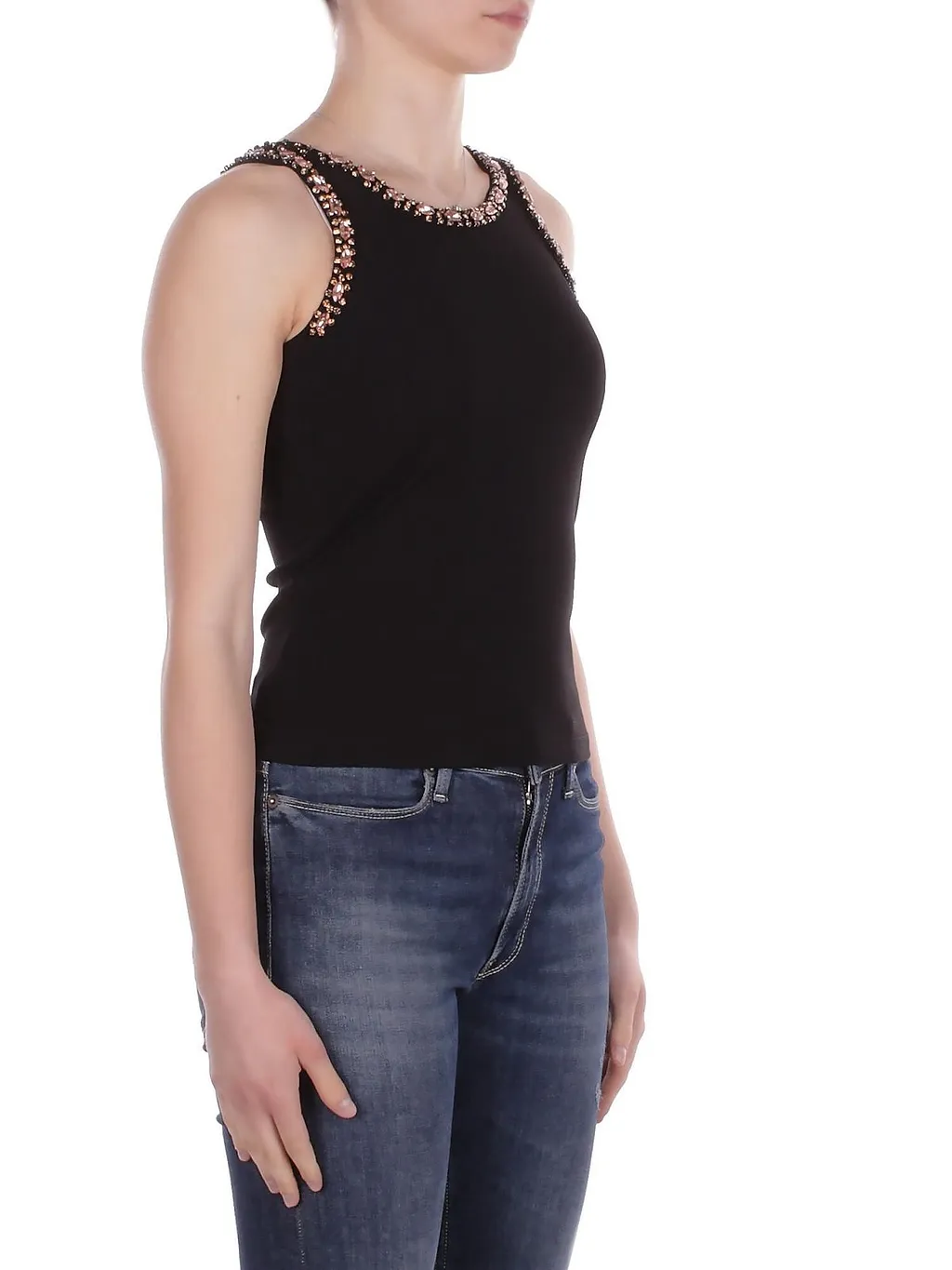 John Richmond Embellished-Neck Sleeveless Top