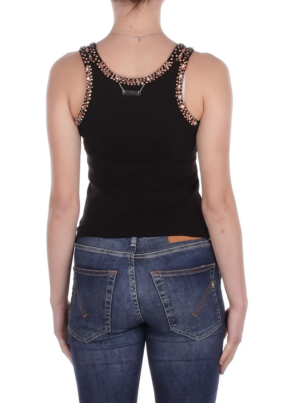John Richmond Embellished-Neck Sleeveless Top