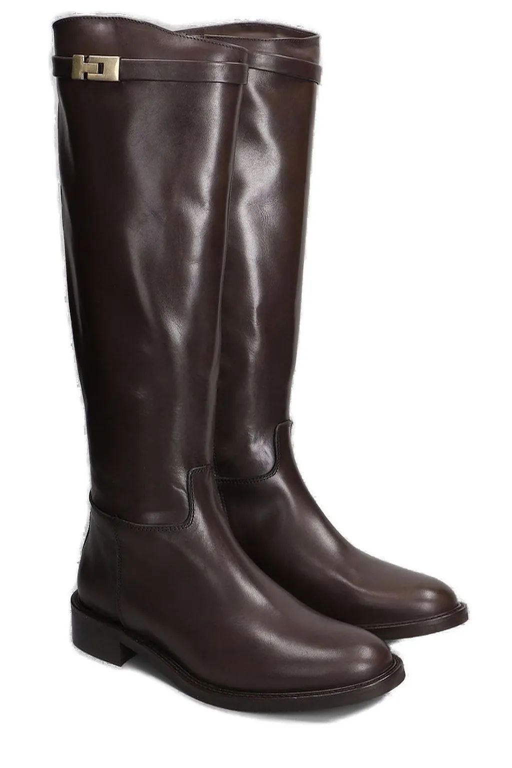 Julie Dee Almond Toe Knee-High Boots