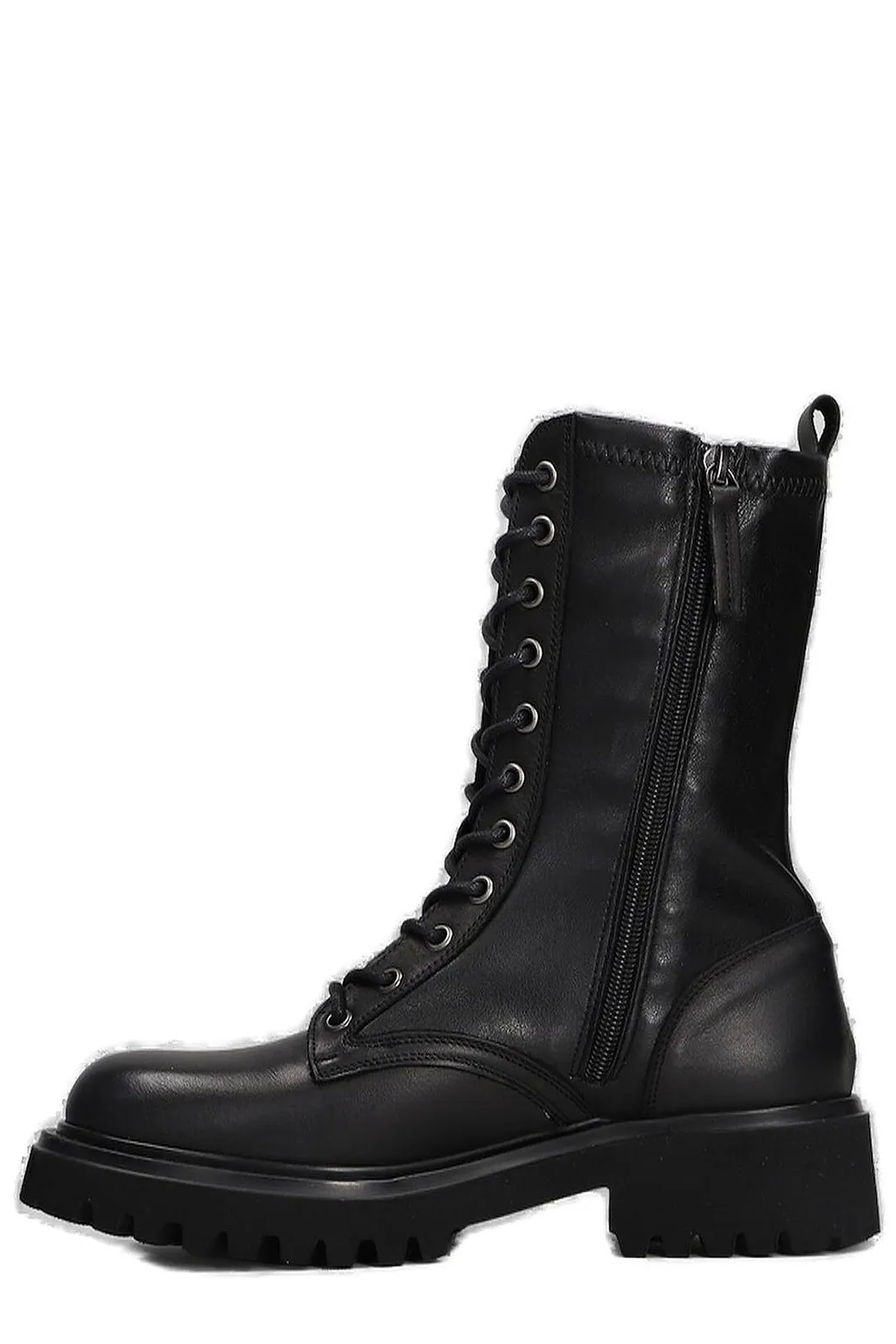 Julie Dee Round Toe Lace-Up Combat Boots