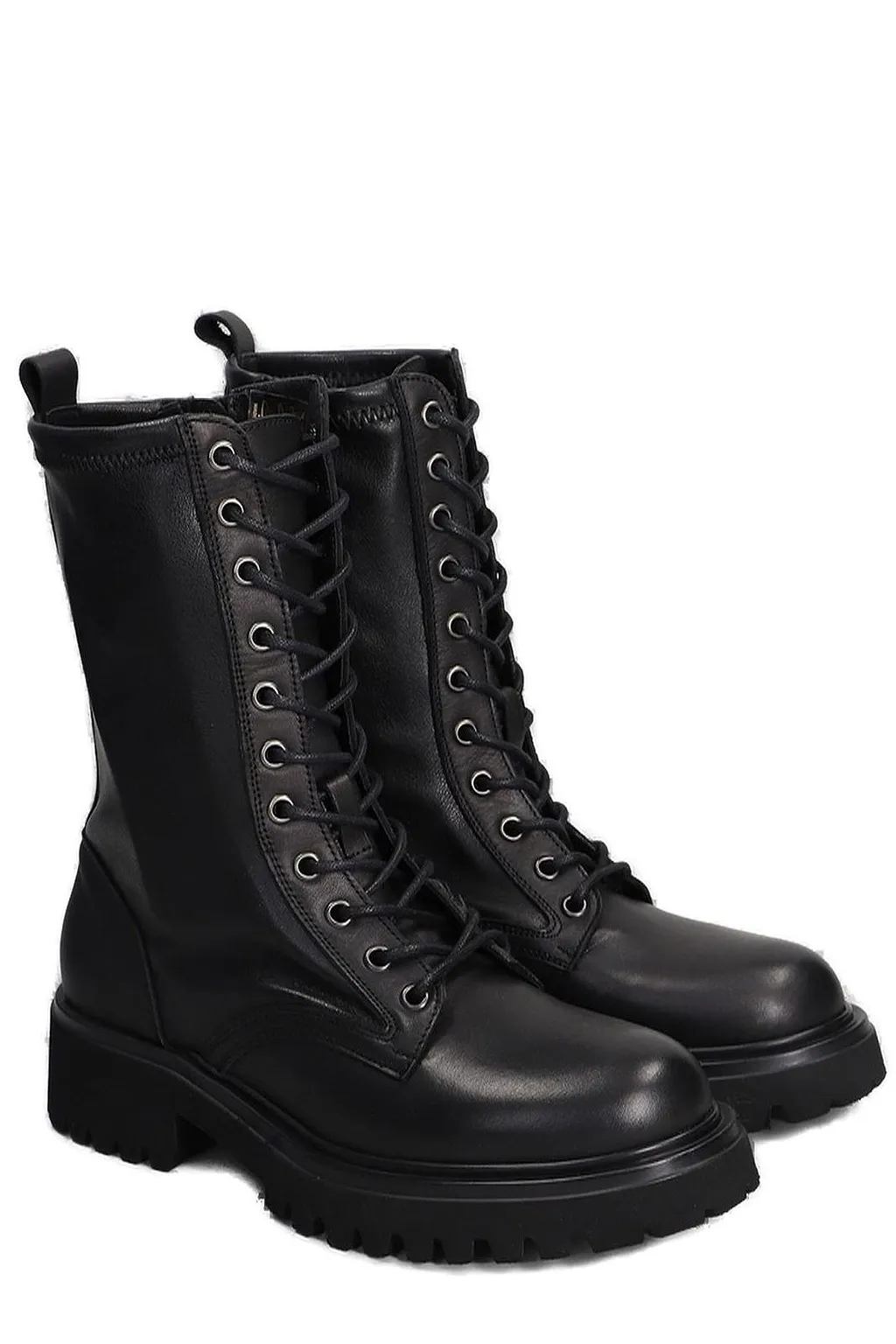 Julie Dee Round Toe Lace-Up Combat Boots
