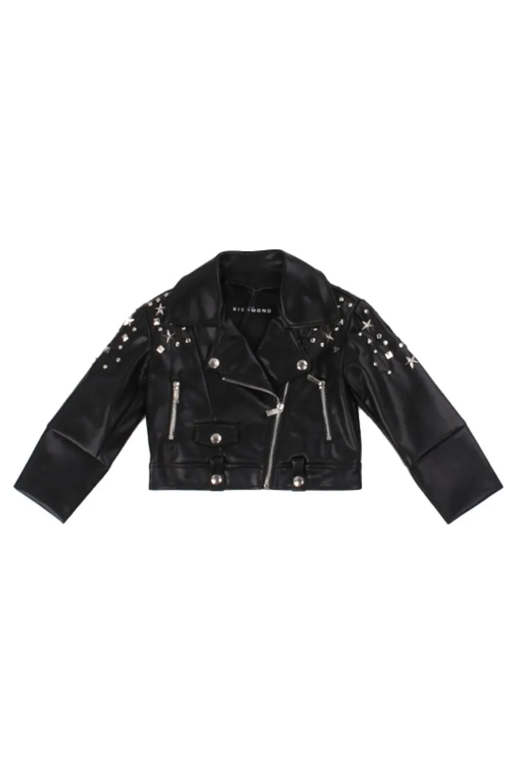 John Richmond Junior Star-Embellished Metallic Biker Jacket