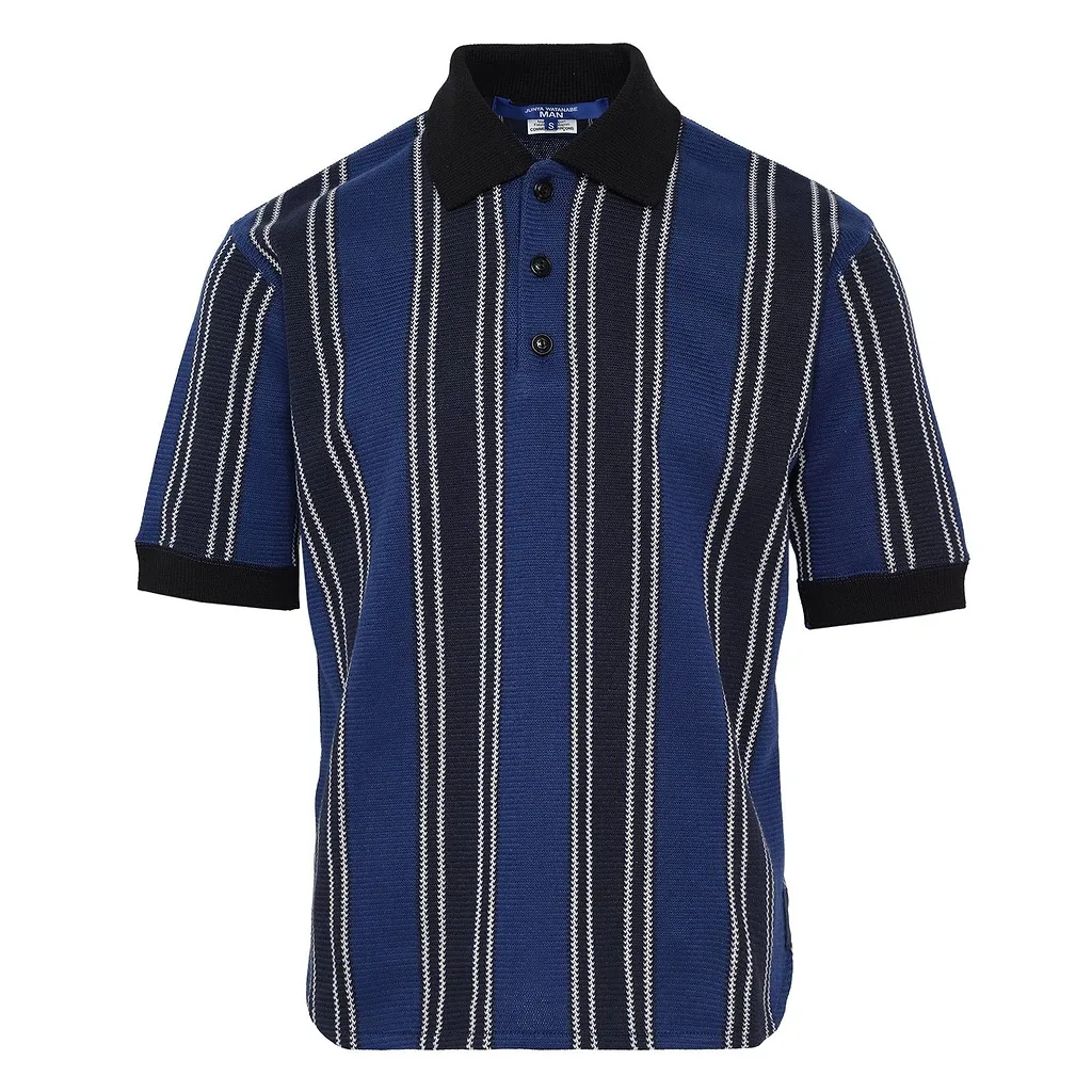 Man Striped Ribbed Polo Shirt