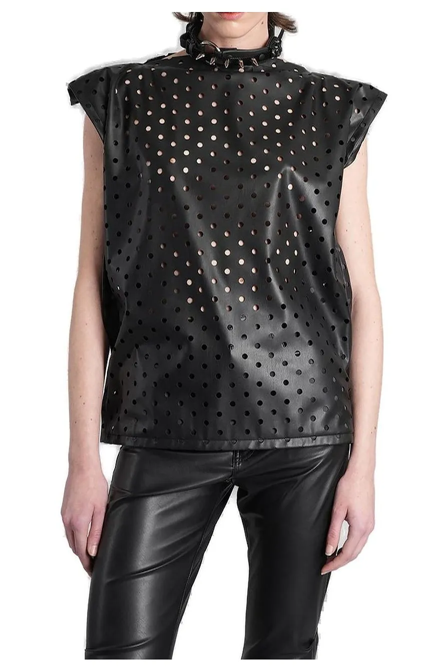 Junya Watanabe Perforated Boat Neck Sleeveless Top