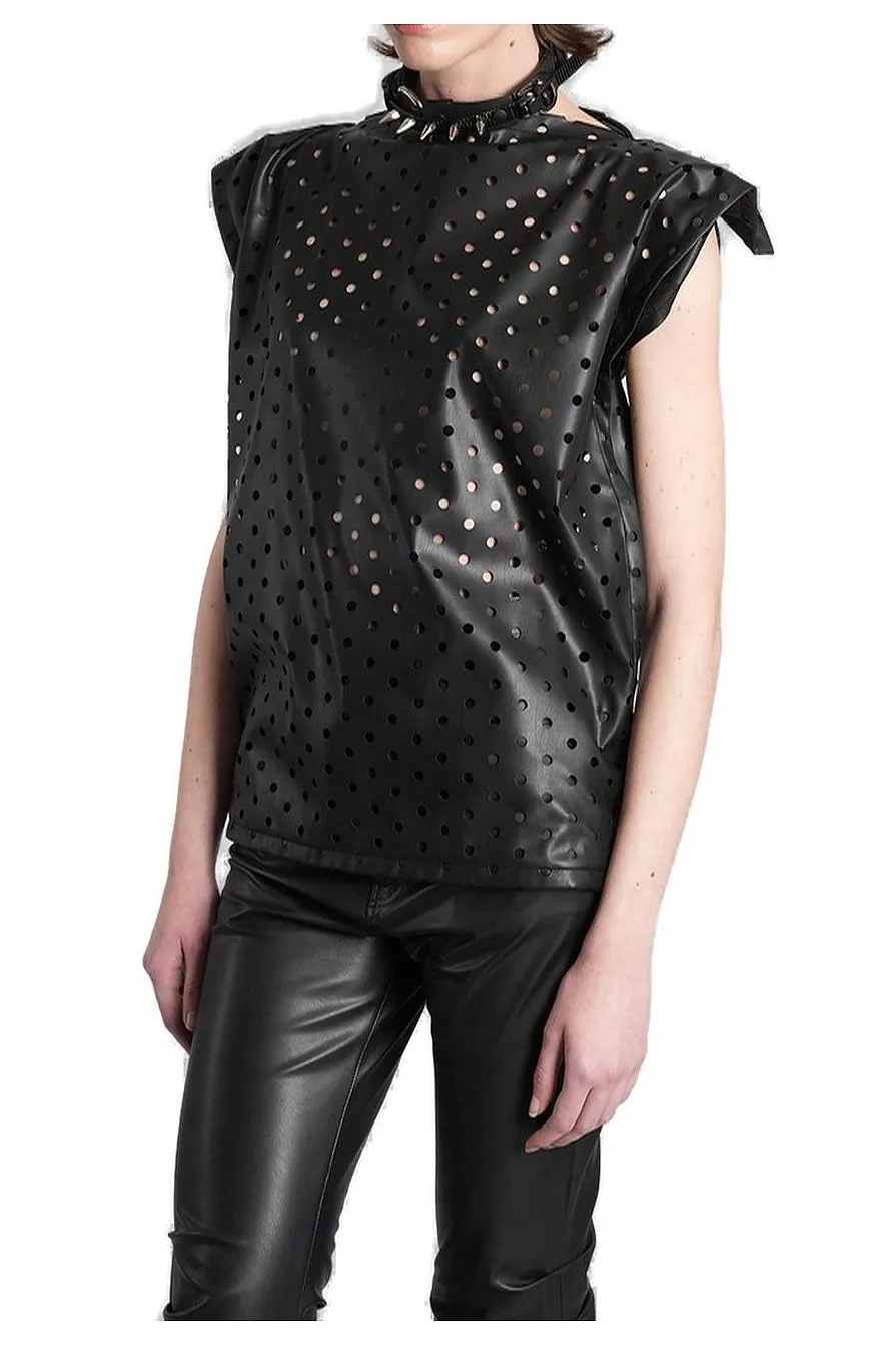Junya Watanabe Perforated Boat Neck Sleeveless Top