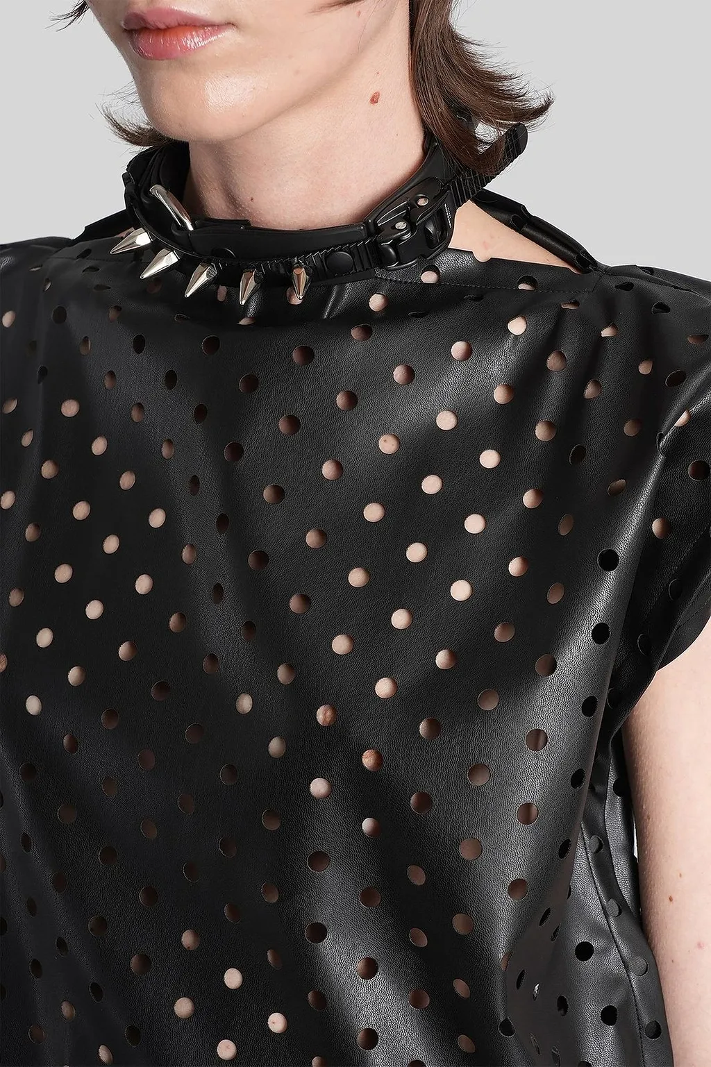Junya Watanabe Perforated Boat Neck Sleeveless Top