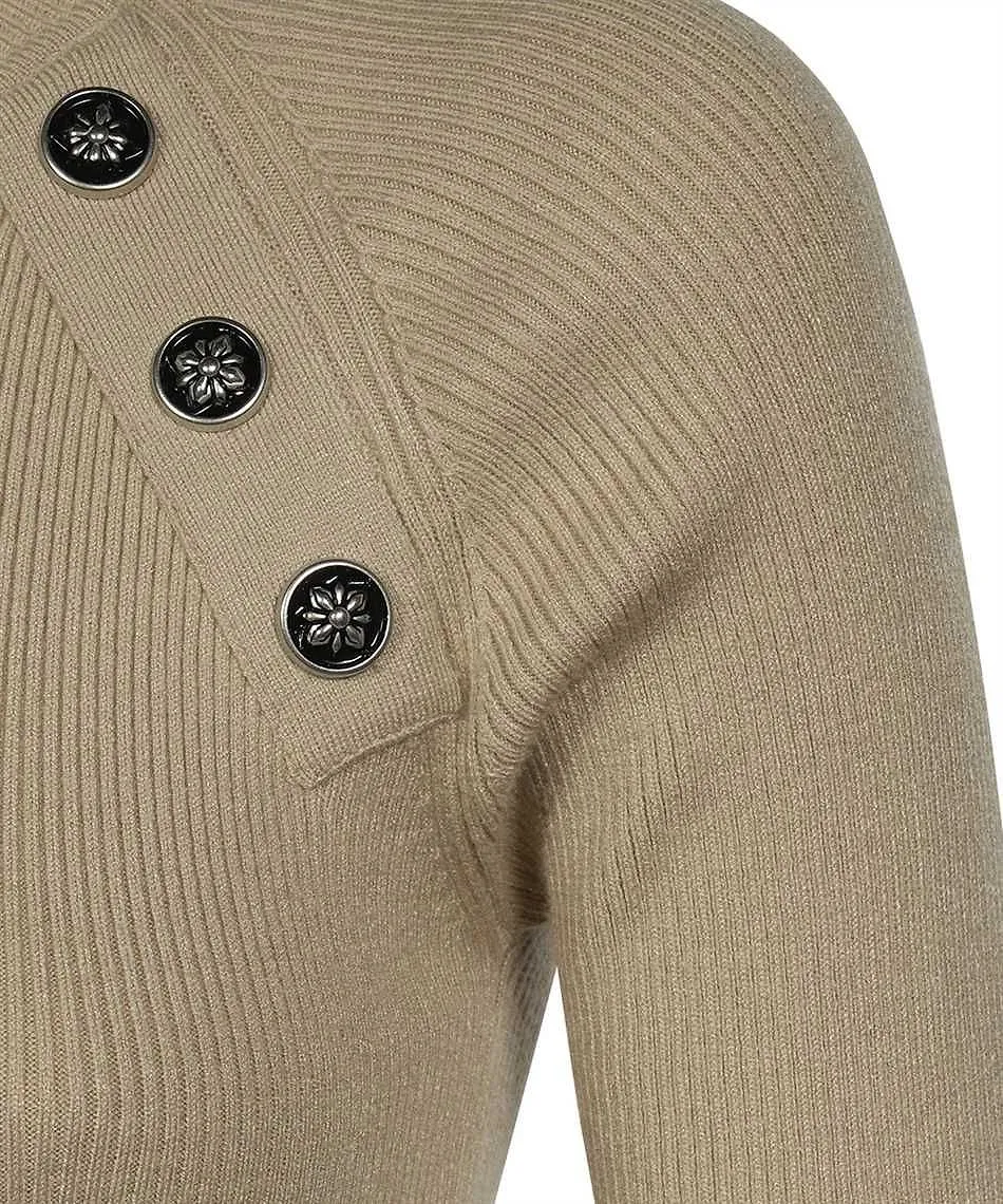 John Richmond Ribbed Knit Button-Embellished Dress