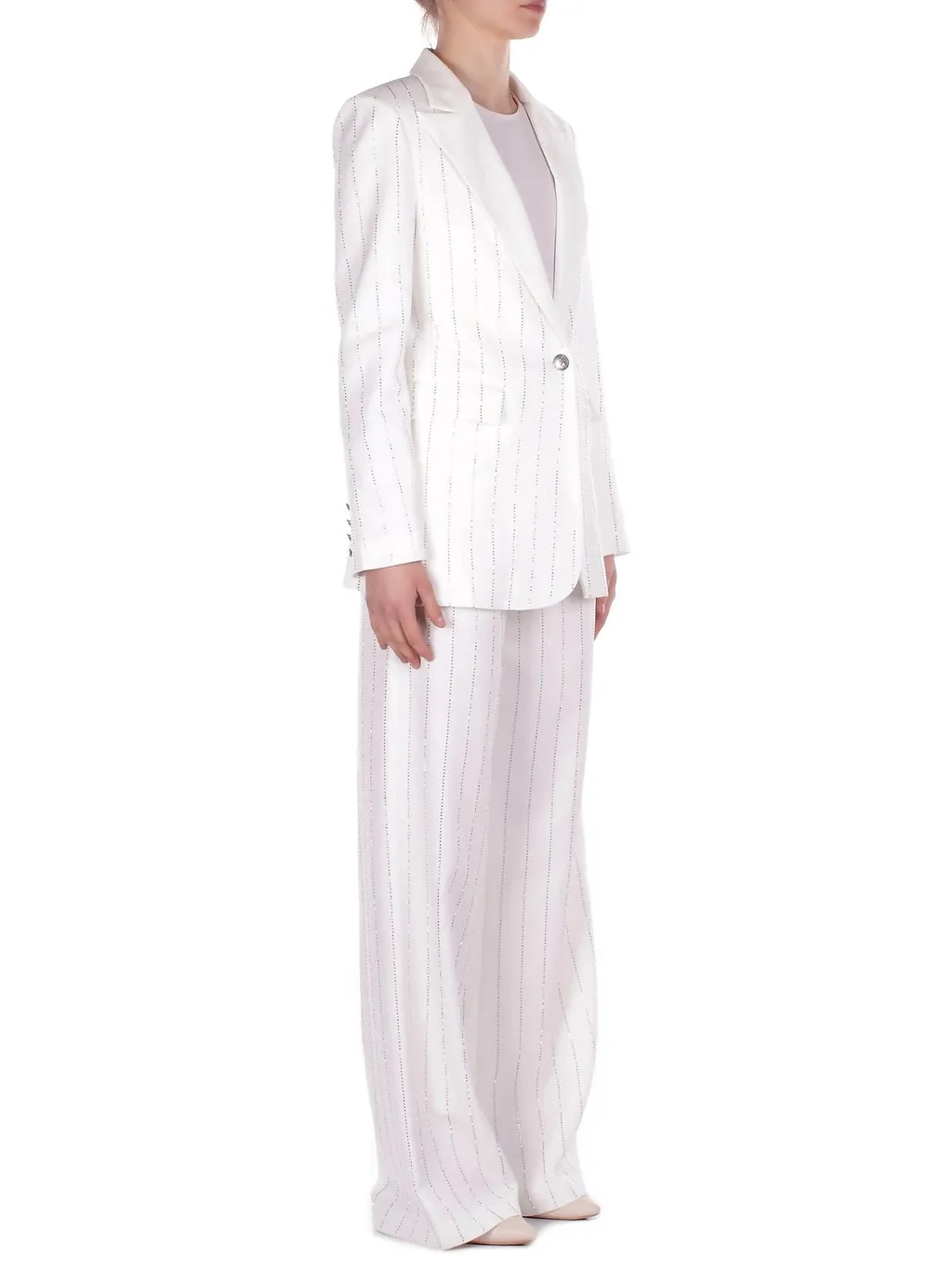 John Richmond Stripe-Embellished Wide-Leg Trousers