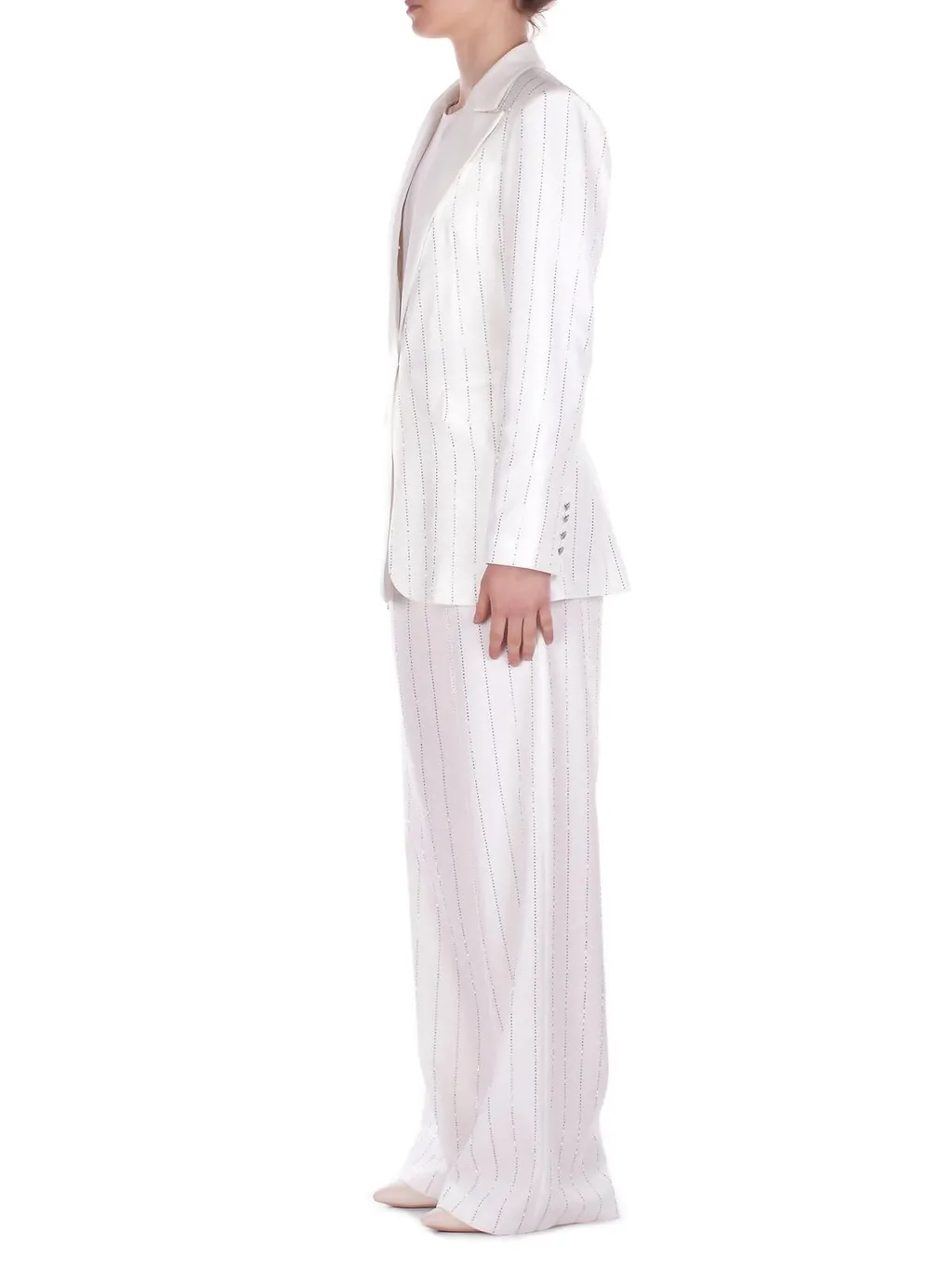 John Richmond Stripe-Embellished Wide-Leg Trousers