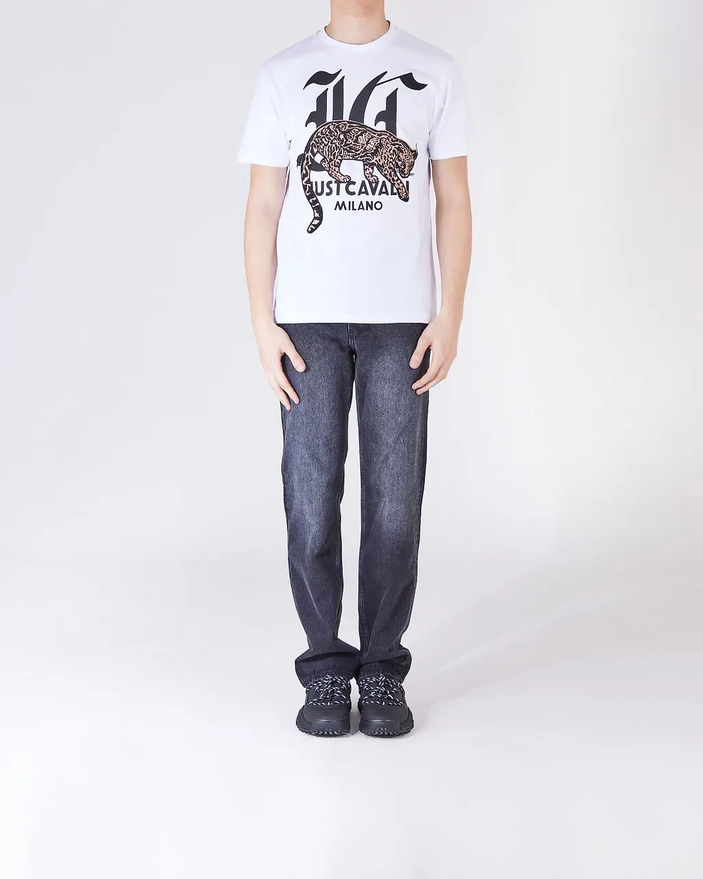 Just Cavalli Gothic Logo Leopard T-Shirt